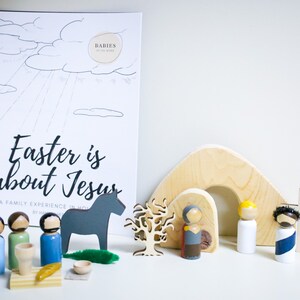 PREORDER***Holy Week/Resurrection Peg Doll Set "Easter Is About Jesus" - [Montessori Bible, Godly Play, Sunday School, Homeschool]