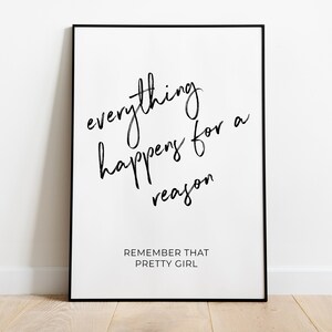 Everything Happens for a Reason, Printable Quote Wall Art, Inspirational Art, Typography Poster, Motivational Print Decor *Instant Download*