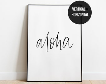ALOHA Printable Art, Hawaii Print, Aloha Wall Art, Hawaiian Decor, Coastal Art, Minimalist Typography Printable Wall Art *Instant Download*