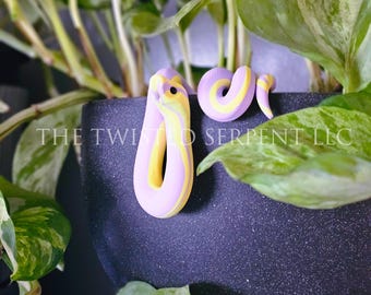 Lavender Lemonade Snake Pot Pal Figurine | Polymer Clay Reptile | House Plant Pot Decor | Realistic & Detailed Handmade Art