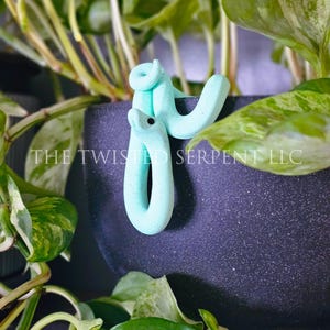 Mint Chocolate Chip Snake Pot Pal Figurine | Polymer Clay Reptile | House Plant Pot Decor | Realistic & Detailed Handmade Art