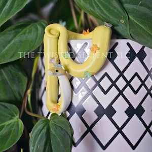 Yellow Butterfly Bestie Snake Pot Pal Figurine | Hand Painted Reptile | House Plant Pot Decor | Realistic & Detailed Handmade Art