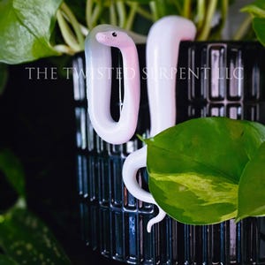 Black Eyed Lucy Ball Python Snake Pot Pal Figurine | Hand Painted Reptile | House Plant Pot Decor | Realistic & Detailed Handmade Art