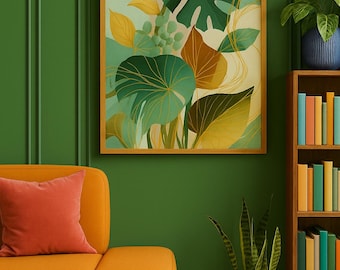 Tropical Leaves Art Print | Green Botanical Illustration (Digital Download)