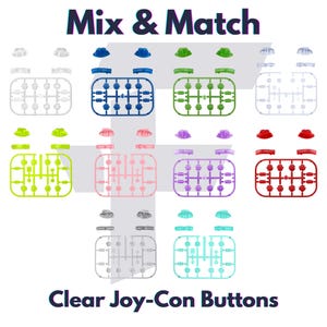 Custom Mix & Match Clear Replacement Button Kit for Nintendo Switch Joy-Con (JoyCon) Controllers