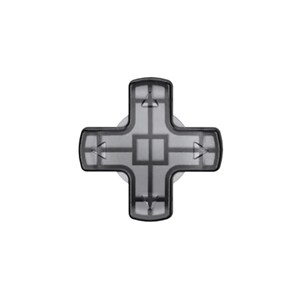 May include: A translucent gray directional pad, shaped like a cross, for a gaming controller. The pad has a central square and four directional arms, each with a rounded end. The design is simple and modern, with a focus on functionality.