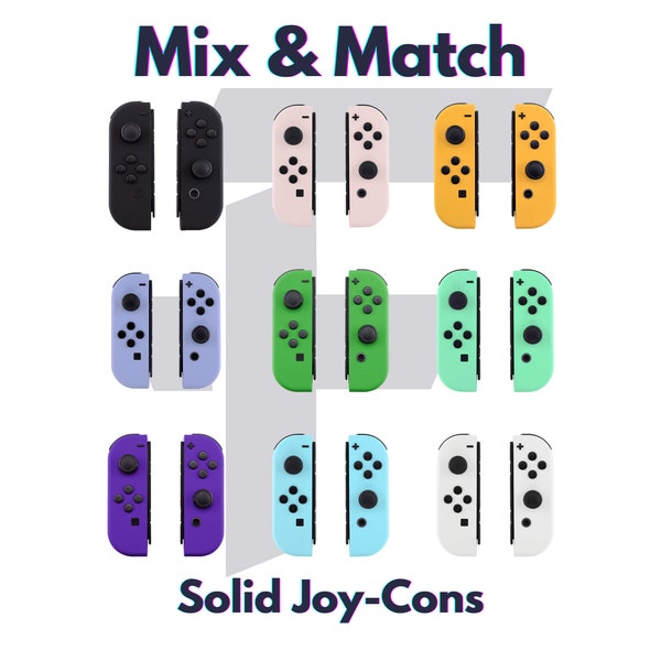 Custom Mix & Match Solid Replacement Shell Housing Case for Nintendo Switch Joy-Con (JoyCon) Controllers With Black Battery Tray