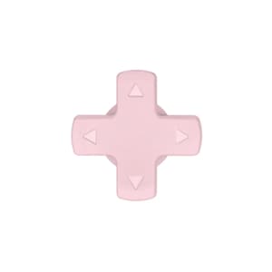 May include: A light pink directional pad for a gaming controller. The pad is cross-shaped with rounded edges and features four directional arrows. The center of the pad has a circular base.