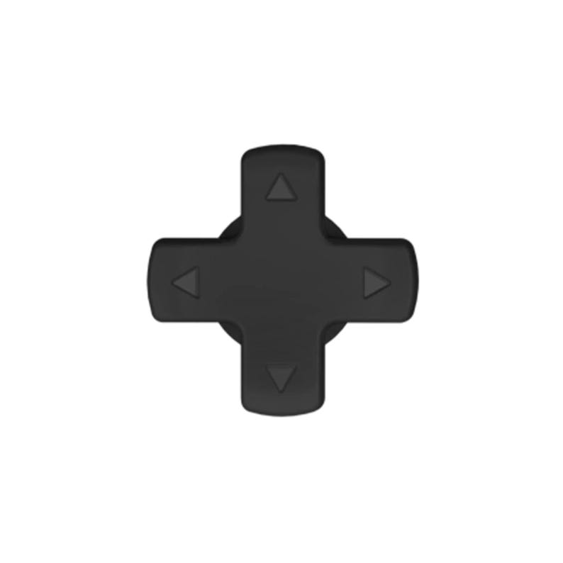 May include: A black directional pad controller button with four rounded arms, each featuring a raised triangle pointing towards the center. The button is designed for gaming and is set against a white background.