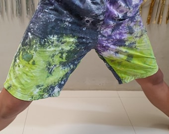 Pantaloncini da bagno in cotone tie-dye fatti a mano: abbigliamento da spiaggia unisex per ragazzi e adolescenti
