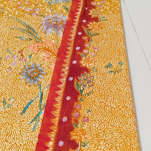 Floral & Fauna Turmeric Yellow Base Color Lawasan|Rare Vintage Hand Drawn Fabric|Beautiful Batik Tulis Motif|Batik Cloth|Indonesian Batik