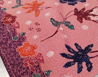 Buketan Soft Pink Base Color With Purple Tumpal|Rare Vintage Hand Drawn Fabric|Beautiful Batik Tulis Motif|Batik Cloth|Indonesian Batik