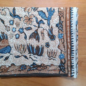 Vintage 1970s Rifaiyah Sogan Batik Tulis Fabric Rare Hand Drawn Javanese Indonesian Textile Collector Piece