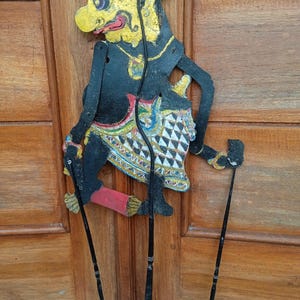 Vintage Gareng Wayang Kulit giavanese ombra burattino intagliato a mano bufalo nascondere Alusan Punakawan arte popolare indonesiana spirituale Home Decor