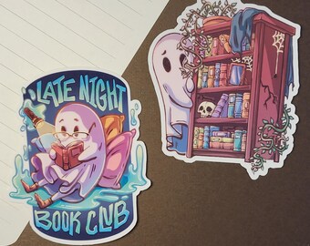 Spooky Book Ghost Vinyl Sticker | bookish reading sticker, journaling, stationary