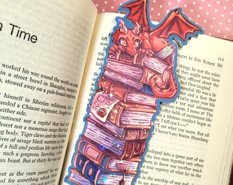 Book Hoard Dragon Bookmark | Holographic Bookmark, Reading Accessory