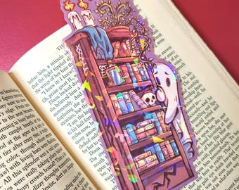 Ghost Bookshelf Bookmark | Holographic Bookmark, Reading Accessory
