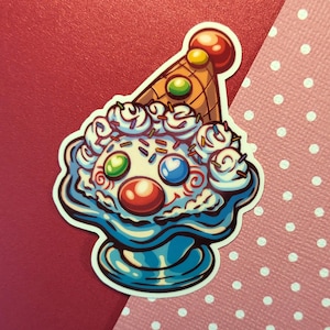 Pegatina de vinilo con forma de helado de payaso