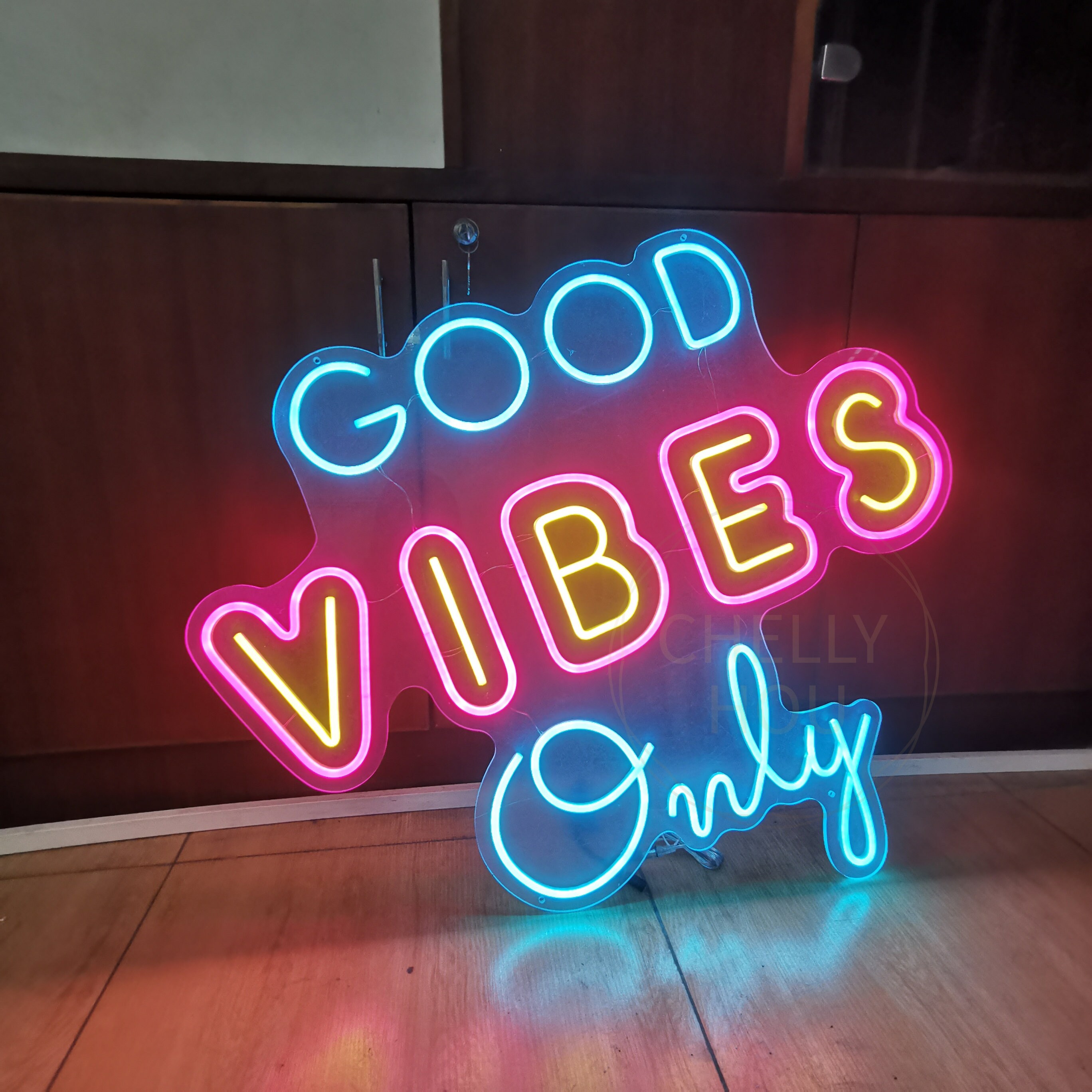 Details about   Hand Craft LED Neon Sign 'Good Vibes Only' Super Bright 12vDC Made in USA 24x24" 