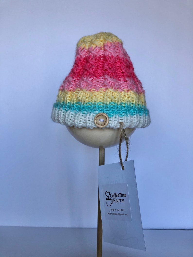 PreemieNewborn Beanie Hat in Ombre Multi colors.