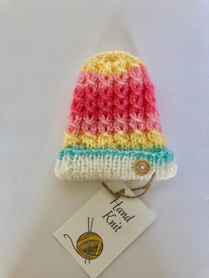 PreemieNewborn Beanie Hat in Ombre Multi colors.