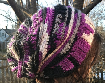 Slouchy Oversized LGBTQ+ Queer Crochet Beanie // Bisexual, Lesbian, Non-binary, Pansexual, Pride, Transgender, Asexual