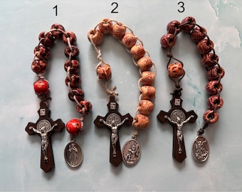 Large Decade Rosary//Wooden Catholic Rosary//Travel Rosary//One Decade Rosary