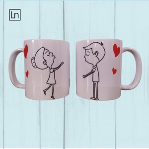Valentine's Cup Set for Couples, Valentine's Day Cups, Valentine's Day, Custom Mug, Custom Cup