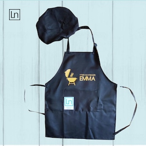 Personalized kitchen apron for children, apron and toque for children, personalized gift for children, apron for children