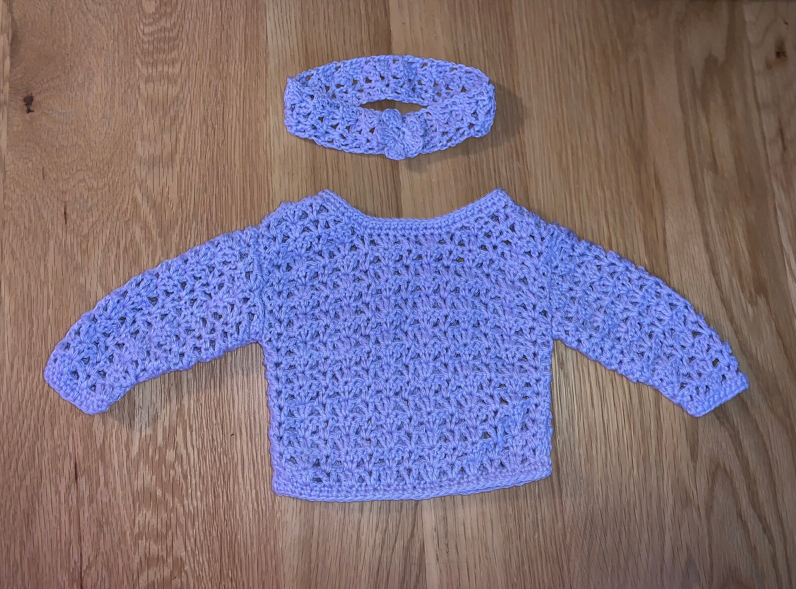 Handmade Crochet Cotton Baby Jumper and Headband Set 36 Etsy