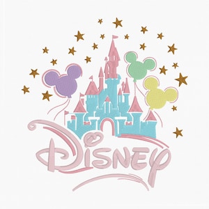 Disney castle mickey balloon embroidery designs 5 sizes, Disney Shirt vacation, disneyland shirt, disney world