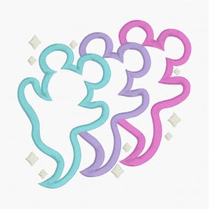 Mickey Pastel Ghost Trio Aplique Halloween fantasmas de Disney fantasmas de Disney World archivo de bordado imagen 5