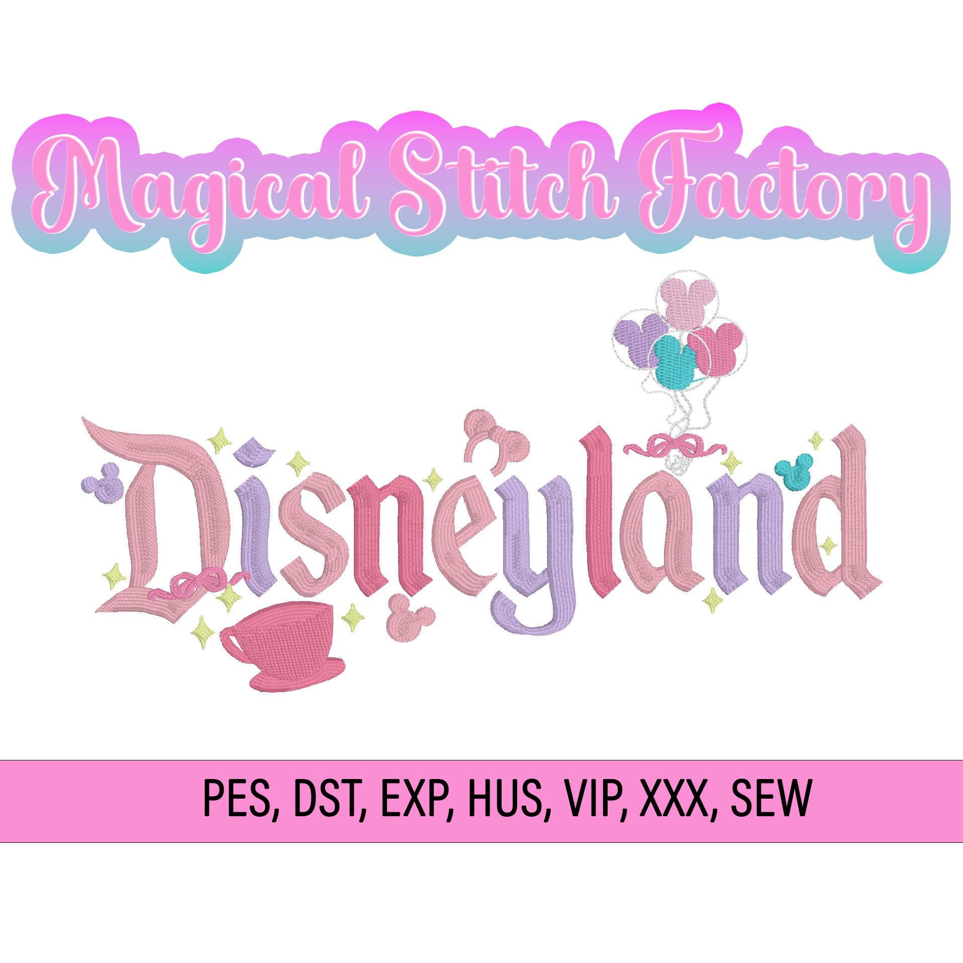 Disneyland collage icons pastel embroidery design file, fairytale magic kingdom design