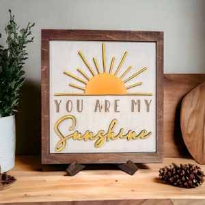 You Are My Sunshine Framed Wooden Decor, Sun, Hand-Painted, Outdoorsy