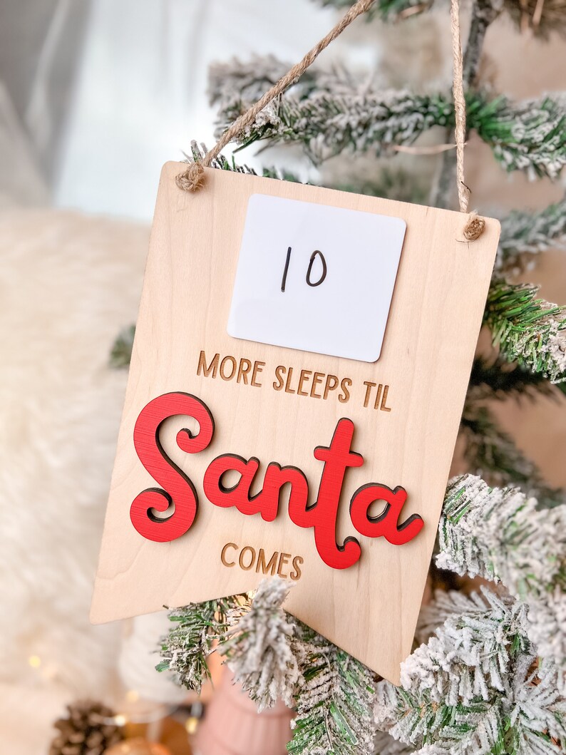 Santa countdown sign dry erase countdown christmas countdown etsy