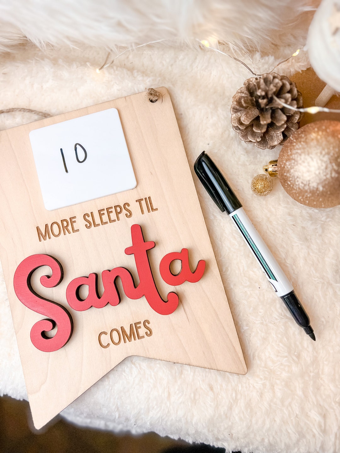 Santa countdown sign dry erase countdown christmas countdown etsy