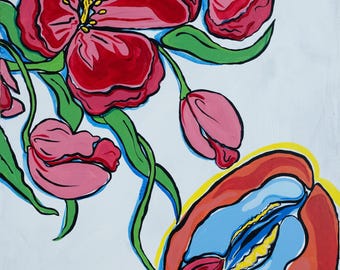 Natura morta di tulipani II, dipinto originale