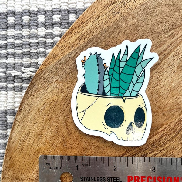 Skull Planter Sticker | Vinyl | landscape | succulent | planter | skeleton | Wilderness | cactus | Nature | Water bottle | Laptop Decal