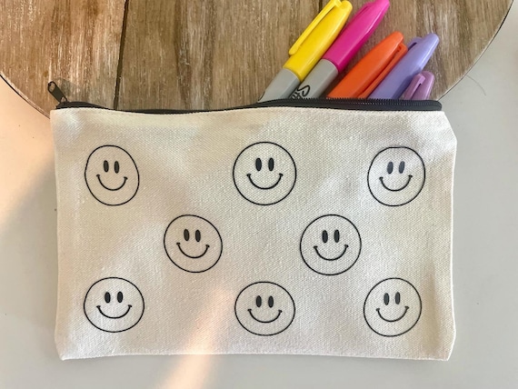 Smile More Zipper Pouch, Makeup Bag, Pencil Pouch, Cute Baggies 