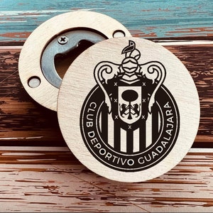 Ouvre-bouteille de bière Chivas Guadalajara - Équipe sportive - Gravé - Regalo para papa - Regalo para mama - Ouvre-bouteille magnétique - Abrebotellas
