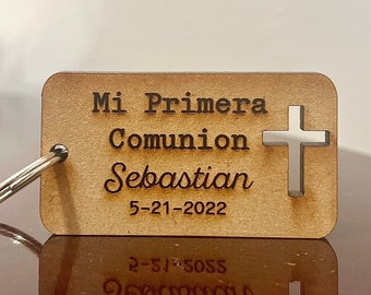 Recuerdos De Primera Comunion Wooden Keychain- Primera comunion recuerdos llaveros - First Communion Favors - Bautizo recuerdo - Baptism