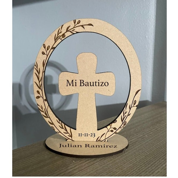 Centro de Mesa para Bautizo de Madera | Baptism Favors | Christening Decorations | Personalized Cross | First Holy Communion | Mi Bautizo