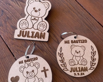 Recuerdos De Bautizo Keychain- Baptism Favors Keychain - Christening - Christening Favors - Teddy Bear - Bear Baptism - Oso Bautizo
