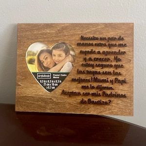 Marco de propuesta de padrinos / Regalo Padrinos / Quieres Ser Mi / Regalo Padrino / Regalo Madrina / Regalos De Padrinos / Marco Personalizable
