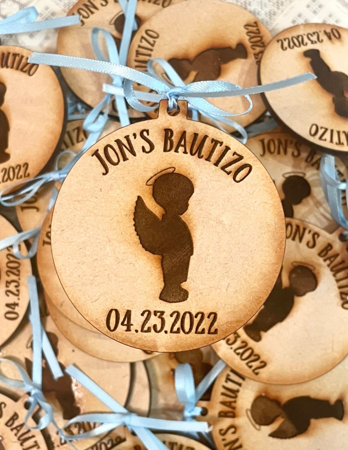 Recuerdos de Bautizo Primera communion para Nino o Nina - Baptism Wooden Keychain Favor - First Communion Confirmation Favor for Boy Girl
