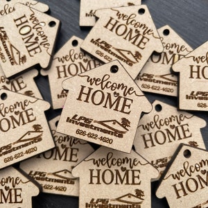 Custom Realtor Keychain wood house key real Estate new Home broker