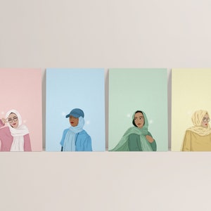 Pastel Hijabis | Art Print Series | Cute Hijabi Art Prints | Islamic Art Prints | Aesthetic Art Prints | Souqudesign