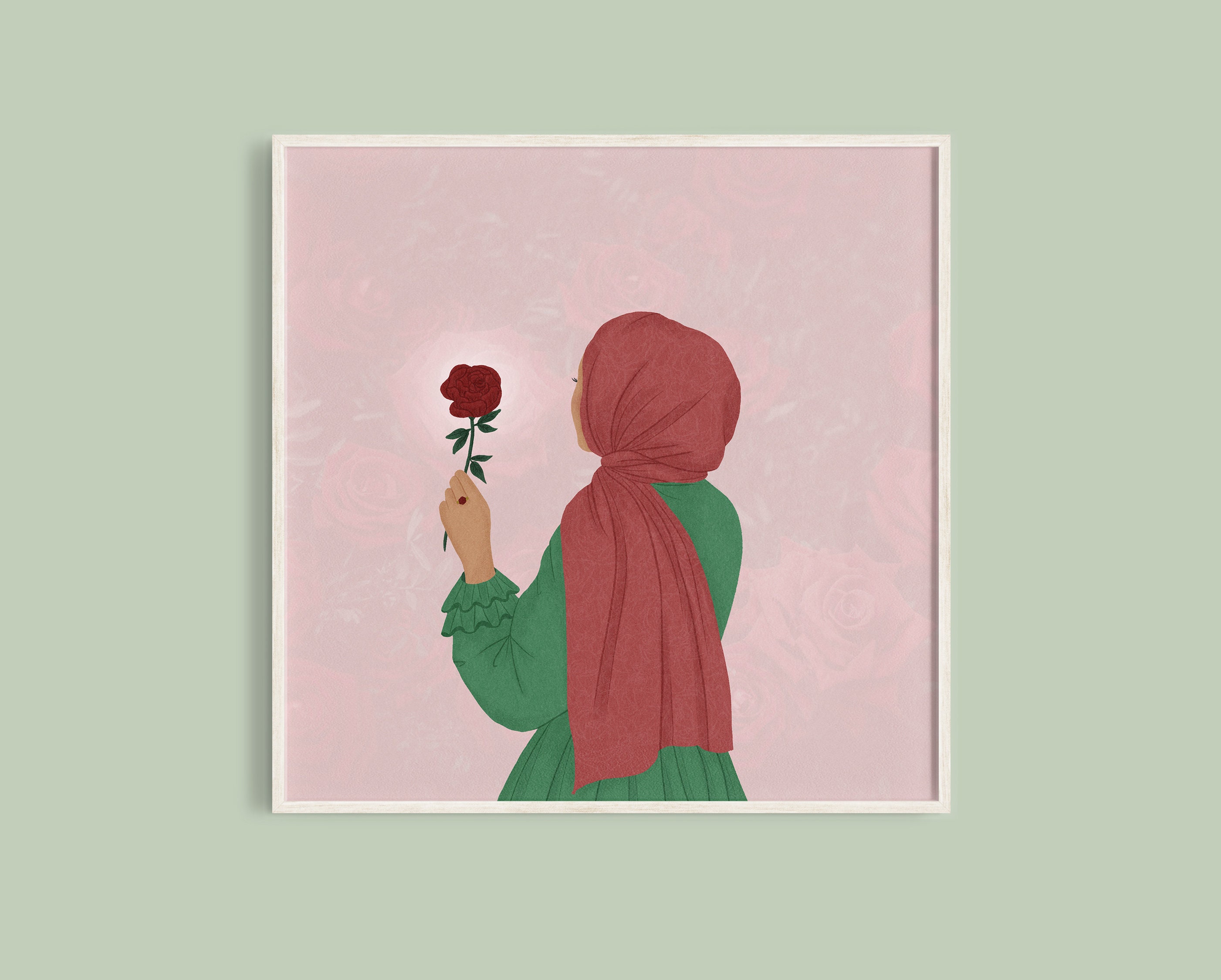 Rose Hijabi Art Print | Islamic Home Decor - Etsy Israel, image size:2803x2250