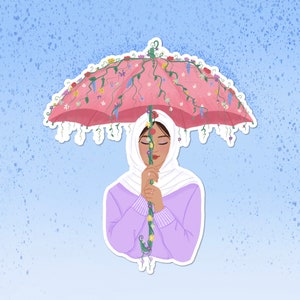Umbrella Hijabi | Die Cut Sticker | Cute Hijabi Stickers | Islamic Stickers | Aesthetic Stickers | Journal Stickers | Souqudesign