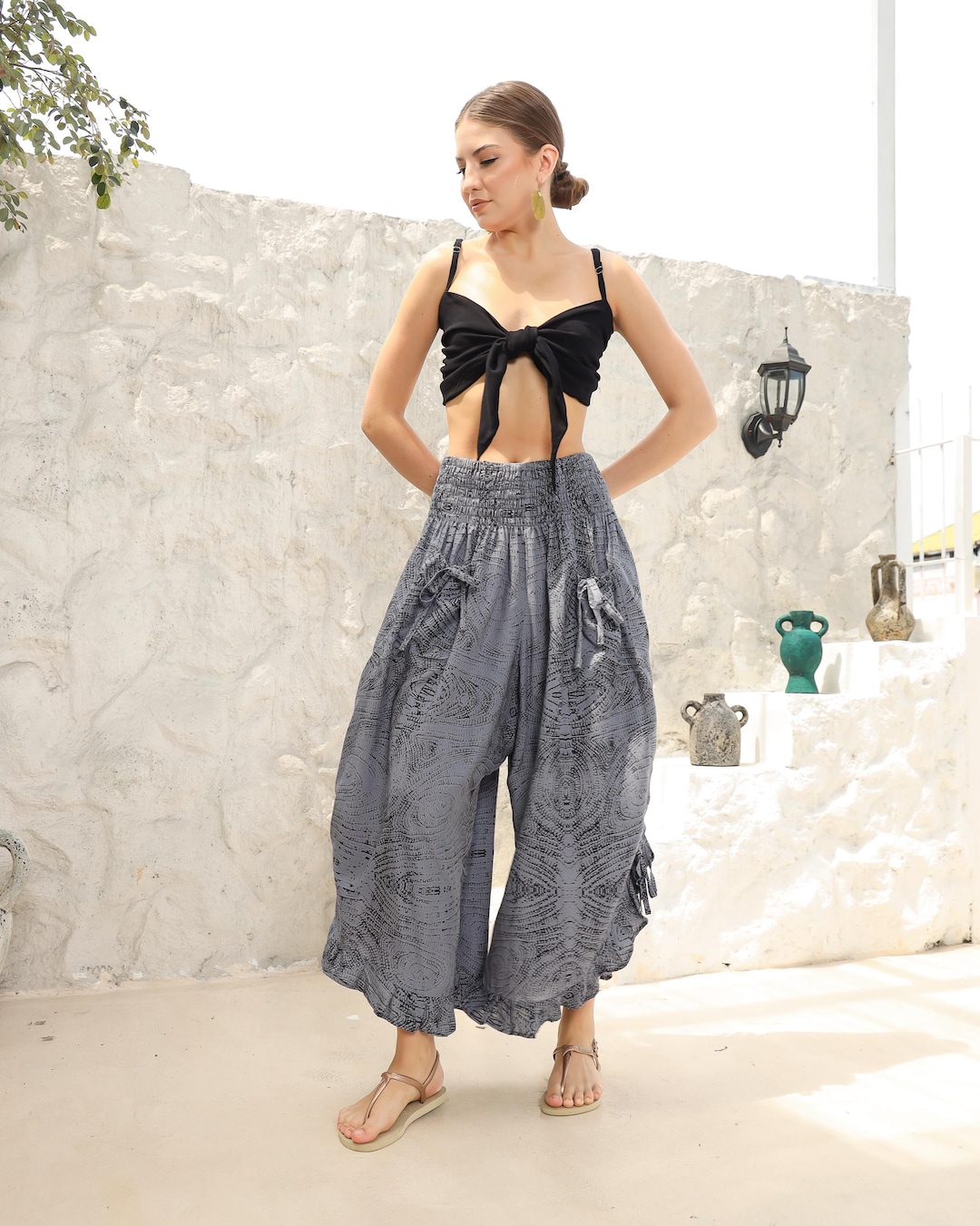 Ruffled Hem Seam Trousers